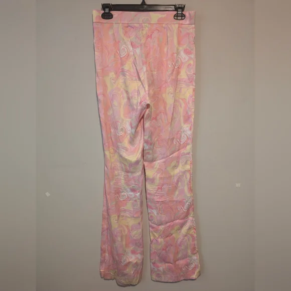 Zara Retro Womens Flare Pants With Flowers & Split Bottom Size Medium New No Tag - Picture 10 of 16